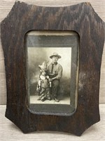 Boy In Headdress w/ Dad Early Photography 4x3"