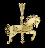 14K Yellow gold carousel horse pendant, 1.2 grams