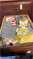 Drawer lot of pot holders etc