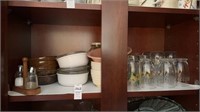 Shelf lot of glasses, bowls etc