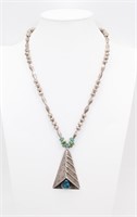 Navajo Sterling Silver Pearl & Turquoise Necklace