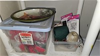 Contents of shelf - craft supplies, needles,