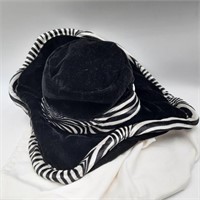 Elope Wide Brim Zebra & Velvet Bendable Hat