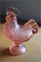 PINK SALMON WESTMORELAND ROOSTER COVERED DISH
