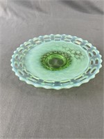 Basket Weave Green Uranium Opalescent Plate
