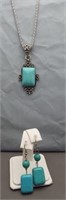 Turquoise necklace and earring set.