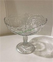 Vintage clear glass pedestal compote 7 inches