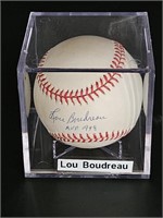 Certified w COA  Autographed Baseball-Lou Boudreau