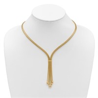 14K Polish/Texture/Diamond-cut Fancy Drop Necklace