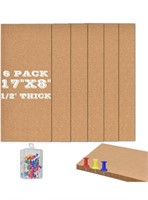 6-PACK 17X8IN CORK BOARDS FOR WALLS TILES 1/2IN