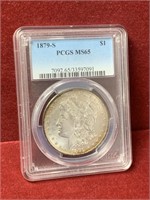 NICE 1879-S UNITED STATES SILVER MORGAN PCGS MS65