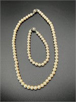 Faux Pearl Necklace and Bracelet