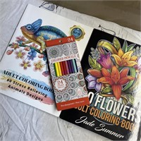 Adult Coloring Books w/ Pencils