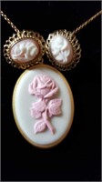 Mother's Day Pendant necklace & cameo earrings