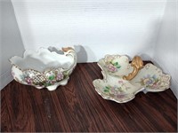 Wonderful Handpainted bowl and divided tray