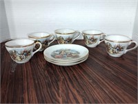 5 courting couples teacups and 3 saucers