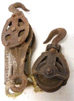 lot of 2 pulleys possibly for hay trolleys