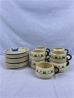 21pc Poppytrail cups & sucers
