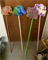 4 Wooden Stick Horses