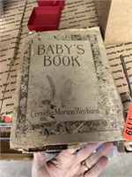 ANTIQUE BABY BOOK W PHOTOGRAPHS POSTCARDS ETC