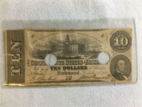 Rare Genuine Confederate $10 Bill