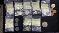 (9) World Coins + (4) MO or LA Tax Tokens