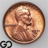 1931-S Lincoln Wheat Cent, Gem BU RD Bid: 400