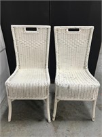 Pair of Heywood Wakefield white wicker chairs