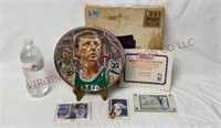 NBA Larry Bird Numbered Plate & (3) Sports Cards