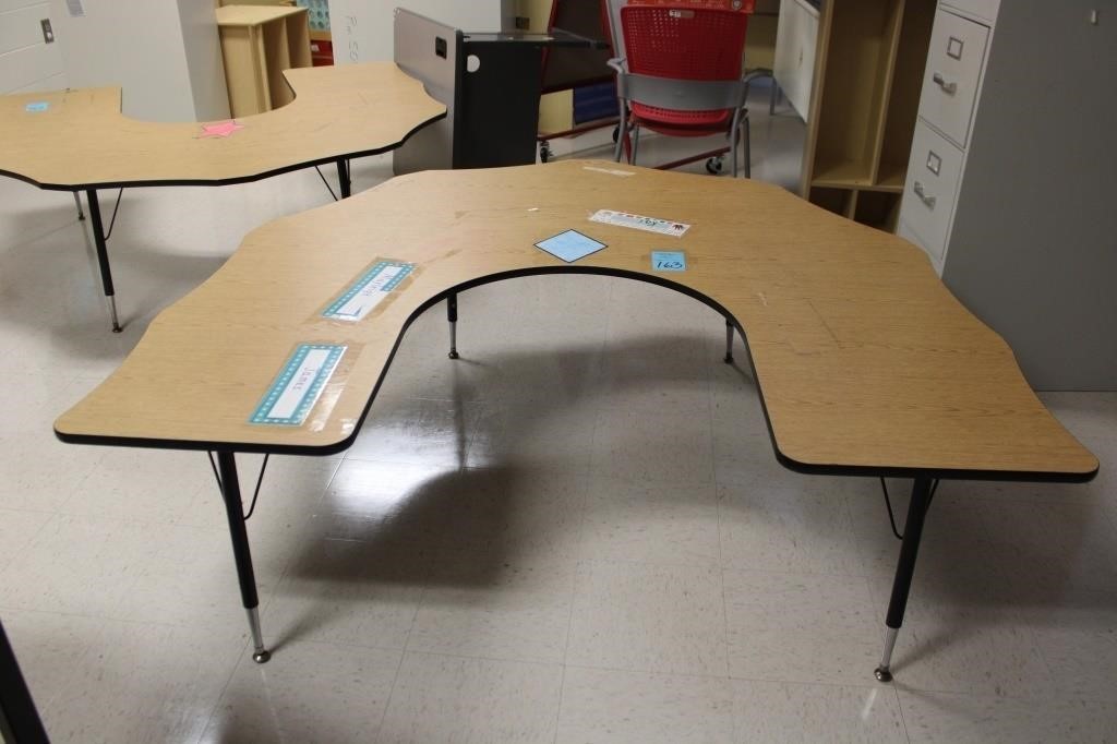 Wood and Metal Horseshoe Table