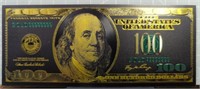 24K gold-plated banknote $100
