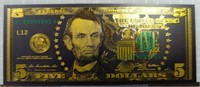 24K gold-plated banknote $5