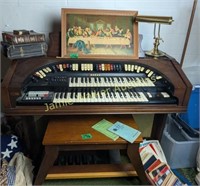 Conn Electric Organ 46" Wide, Piano Lamp, Bench,