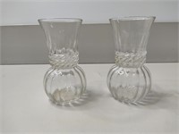 2 - Vintage Clear Glass Vase 6 1/2" Tall