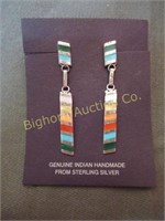 Native American Earrings Multi Stone & Sterling