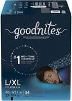 Night Time Underwear, Goodnites, L/XL, 34 Ct