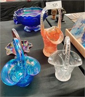 Fur carnival glass baskets