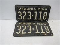 1966 VA License Plates Pairs