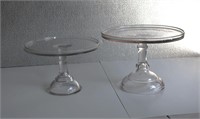 Clear Glass Pedestal Cake Plates set 2