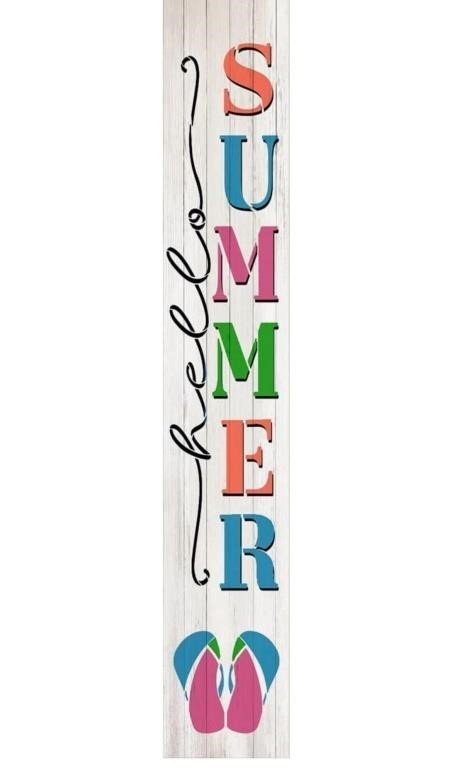 Tall Outdoor Hello Summer With Flip Flops Sign