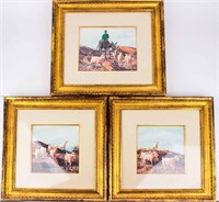 Art Ray Swanson Triptych 3 Navajo Indian Paintings