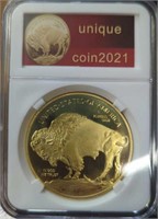 Slabbed 2021 goldtone buffalo nickel token