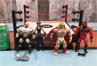 Wrestling action figures w/ ring