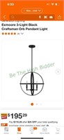 Black 3 light pendant light