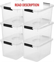 Clear Storage Box 12 QT  Plastic Bin  6-Pack