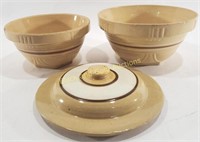 VTG Yellow Ware Stripped Nesting Mixing Bowls