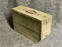 WWI Wood Ammo Box with Leather Strap