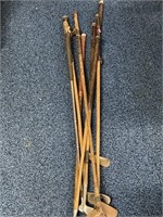 Lot of 8 Vintage Golf Clubs - 7 are Wood Handles