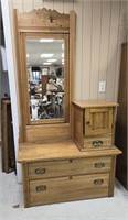 Antique Oak Gentleman's Cabinet w/ Hat Box