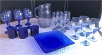 Collection of Blue Stemware, candles, and more